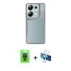 MARSİLYAN™- Redmi Note 13 Pro 4G Kılıf Akış Çizgi Koleksiyonu - Siyah 3D Antistatik Seramik Nano Ekran Koruyucu + Raze Metal Kamera Lens - SH
