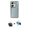 MARSİLYAN™- Redmi Note 13 Pro 4G Kılıf Akış Çizgi Koleksiyonu - Siyah 3D Antistatik Seramik Nano Ekran Koruyucu + Şeffaf Kamera Lens Koruma Cam