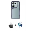 MARSİLYAN™- Redmi Note 13 Pro 4G Kılıf Akış Çizgi Koleksiyonu - Siyah 3D Antistatik Seramik Nano Ekran Koruyucu + Şeffaf Kamera Lens Koruma Cam