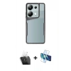 MARSİLYAN™- Redmi Note 13 Pro 4G Kılıf Akış Çizgi Koleksiyonu - Siyah 3D Antistatik Seramik Nano Ekran Koruyucu + Şeffaf Kamera Lens Koruma Cam