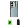 MARSİLYAN™- Redmi Note 13 Pro 4G Kılıf Akış Çizgi Koleksiyonu - Siyah 6D Antistatik Mat Seramik Hayalet Nano Ekran Koruyucu + Raze Metal Kamera Lens - SH