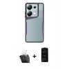 MARSİLYAN™- Redmi Note 13 Pro 4G Kılıf Akış Çizgi Koleksiyonu - Siyah 6D Antistatik Mat Seramik Hayalet Nano Ekran Koruyucu + Kamera Lens Koruma Cam - SF