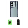 MARSİLYAN™- Redmi Note 13 Pro 4G Kılıf Akış Çizgi Koleksiyonu - Siyah 6D Antistatik Mat Seramik Hayalet Nano Ekran Koruyucu + Raze Metal Kamera Lens - SH