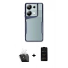 MARSİLYAN™- Redmi Note 13 Pro 4G Kılıf Akış Çizgi Koleksiyonu - Siyah 6D Antistatik Mat Seramik Hayalet Nano Ekran Koruyucu + Kamera Lens Koruma Cam - SF