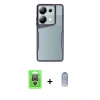 MARSİLYAN™- Redmi Note 13 Pro 4G Kılıf Akış Çizgi Koleksiyonu - Siyah Joko Magic 5D Cam + Raze Metal Kamera Lens - GS