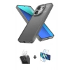 MARSİLYAN™- Redmi Note 13 Pro 4G Kılıf Atlas Form - Siyah 3D Antistatik Cam Ekran Koruyucu + Kamera Lens Koruma Cam - SF