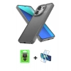 MARSİLYAN™- Redmi Note 13 Pro 4G Kılıf Atlas Form - Siyah 3D Antistatik Cam Ekran Koruyucu + Raze Metal Kamera Lens - SH