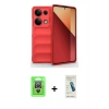 MARSİLYAN™- Redmi Note 13 Pro 4G Kılıf Atlas Koleksiyonu - Şeffaf Pasifik Cam Ekran Koruyucu + Raze Metal Kamera Lens - GS