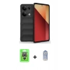 MARSİLYAN™- Redmi Note 13 Pro 4G Kılıf Atlas Koleksiyonu - Siyah Joko Magic 5D Cam + Raze Metal Kamera Lens - GS