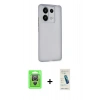 MARSİLYAN™- Redmi Note 13 Pro 4G Kılıf Atlas Minimal Prime - Şeffaf Pasifik Cam Ekran Koruyucu + Gümüş Raze Metal Kamera Lens