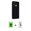MARSİLYAN™- Redmi Note 13 Pro 4G Kılıf Atlas Minimal Prime - Şeffaf Pasifik Cam Ekran Koruyucu + Siyah Raze Metal Kamera Lens