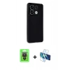 MARSİLYAN™- Redmi Note 13 Pro 4G Kılıf Atlas Minimal Prime - Siyah 3D Antistatik Cam Ekran Koruyucu + Raze Metal Kamera Lens - SH