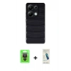 MARSİLYAN™- Redmi Note 13 Pro 4G Kılıf Doruk Form Serisi - Şeffaf Pasifik Cam Ekran Koruyucu + Raze Metal Kamera Lens - SH