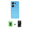 MARSİLYAN™- Redmi Note 13 Pro 4G Kılıf Doruk Form Serisi - Siyah 3D Antistatik Hayalet Cam Ekran Koruyucu + Raze Metal Kamera Lens - SH