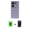 MARSİLYAN™- Redmi Note 13 Pro 4G Kılıf Doruk Form Serisi - Siyah 3D Antistatik Hayalet Cam Ekran Koruyucu + Raze Metal Kamera Lens - SH