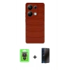 MARSİLYAN™- Redmi Note 13 Pro 4G Kılıf Doruk Form Serisi - Siyah 3D Antistatik Hayalet Cam Ekran Koruyucu + Raze Metal Kamera Lens - SH