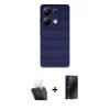 MARSİLYAN™- Redmi Note 13 Pro 4G Kılıf Doruk Form Serisi - Siyah 3D Antistatik Hayalet Cam Ekran Koruyucu + Kamera Lens Koruma Cam - SF