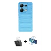 MARSİLYAN™- Redmi Note 13 Pro 4G Kılıf Doruk Form Serisi - Siyah 3D Antistatik Seramik Nano Ekran Koruyucu + Kamera Lens Koruma Cam - SF