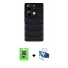 MARSİLYAN™- Redmi Note 13 Pro 4G Kılıf Doruk Form Serisi - Siyah 3D Antistatik Seramik Nano Ekran Koruyucu + Raze Metal Kamera Lens - GS