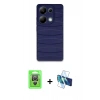 MARSİLYAN™- Redmi Note 13 Pro 4G Kılıf Doruk Form Serisi - Siyah 3D Antistatik Seramik Nano Ekran Koruyucu + Raze Metal Kamera Lens - GS