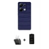 MARSİLYAN™- Redmi Note 13 Pro 4G Kılıf Doruk Form Serisi - Siyah 6D Antistatik Mat Seramik Hayalet Nano Ekran Koruyucu + Kamera Lens Koruma Cam - SF
