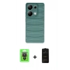 MARSİLYAN™- Redmi Note 13 Pro 4G Kılıf Doruk Form Serisi - Siyah 6D Antistatik Mat Seramik Hayalet Nano Ekran Koruyucu + Siyah Raze Metal Kamera Lens