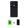 MARSİLYAN™- Redmi Note 13 Pro 4G Kılıf Doruk Form Serisi - Siyah 6D Antistatik Mat Seramik Hayalet Nano Ekran Koruyucu + Siyah Raze Metal Kamera Lens