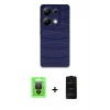 MARSİLYAN™- Redmi Note 13 Pro 4G Kılıf Doruk Form Serisi - Siyah 6D Antistatik Mat Seramik Hayalet Nano Ekran Koruyucu + Siyah Raze Metal Kamera Lens