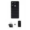 MARSİLYAN™- Redmi Note 13 Pro 4G Kılıf Doruk Form Serisi - Siyah 6D Antistatik Mat Seramik Hayalet Nano Ekran Koruyucu + Kamera Lens Koruma Cam - SF