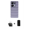 MARSİLYAN™- Redmi Note 13 Pro 4G Kılıf Doruk Form Serisi - Siyah 6D Antistatik Mat Seramik Hayalet Nano Ekran Koruyucu + Kamera Lens Koruma Cam - SF