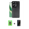 MARSİLYAN™- Redmi Note 13 Pro 4G Kılıf Doruk Klasik Özel Seri - Siyah 3D Antistatik Hayalet Cam Ekran Koruyucu + Raze Metal Kamera Lens - GS