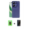 MARSİLYAN™- Redmi Note 13 Pro 4G Kılıf Doruk Klasik Özel Seri - Siyah 3D Antistatik Hayalet Cam Ekran Koruyucu + Raze Metal Kamera Lens - SH