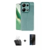 MARSİLYAN™- Redmi Note 13 Pro 4G Kılıf Doruk Klasik Özel Seri - Siyah 3D Antistatik Hayalet Cam Ekran Koruyucu + Kamera Lens Koruma Cam - SF