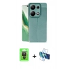 MARSİLYAN™- Redmi Note 13 Pro 4G Kılıf Doruk Klasik Özel Seri - Siyah 3D Antistatik Seramik Nano Ekran Koruyucu + Raze Metal Kamera Lens - SH