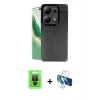 MARSİLYAN™- Redmi Note 13 Pro 4G Kılıf Doruk Klasik Özel Seri - Siyah 3D Antistatik Seramik Nano Ekran Koruyucu + Raze Metal Kamera Lens - SH