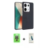 MARSİLYAN™- Redmi Note 13 Pro 4G Kılıf Doruk Serisi - Şeffaf Pasifik Cam Ekran Koruyucu + Raze Metal Kamera Lens - GS