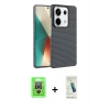 MARSİLYAN™- Redmi Note 13 Pro 4G Kılıf Doruk Serisi - Şeffaf Pasifik Cam Ekran Koruyucu + Raze Metal Kamera Lens - GS