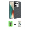 MARSİLYAN™- Redmi Note 13 Pro 4G Kılıf Doruk Serisi - Şeffaf Pasifik Cam Ekran Koruyucu + Raze Metal Kamera Lens - SH