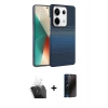 MARSİLYAN™- Redmi Note 13 Pro 4G Kılıf Doruk Serisi - Siyah 3D Antistatik Hayalet Cam Ekran Koruyucu + Kamera Lens Koruma Cam - SF