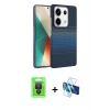 MARSİLYAN™- Redmi Note 13 Pro 4G Kılıf Doruk Serisi - Siyah 3D Antistatik Seramik Nano Ekran Koruyucu + Raze Metal Kamera Lens - SH