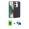 MARSİLYAN™- Redmi Note 13 Pro 4G Kılıf Doruk Serisi - Siyah 3D Antistatik Seramik Nano Ekran Koruyucu + Raze Metal Kamera Lens - SH