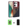 MARSİLYAN™- Redmi Note 13 Pro 4G Kılıf Doruk Serisi - Siyah 6D Antistatik Mat Seramik Hayalet Nano Ekran Koruyucu + Gümüş Raze Metal Kamera Lens