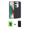 MARSİLYAN™- Redmi Note 13 Pro 4G Kılıf Doruk Serisi - Siyah 6D Antistatik Mat Seramik Hayalet Nano Ekran Koruyucu + Raze Metal Kamera Lens - SH