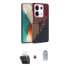 MARSİLYAN™- Redmi Note 13 Pro 4G Kılıf Doruk Serisi - Siyah Joko Magic 5D Cam + Kamera Lens Koruma Cam - SF