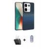 MARSİLYAN™- Redmi Note 13 Pro 4G Kılıf Doruk Serisi - Siyah Joko Magic 5D Cam + Kamera Lens Koruma Cam - SF