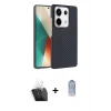 MARSİLYAN™- Redmi Note 13 Pro 4G Kılıf Doruk Serisi - Siyah Joko Magic 5D Cam + Kamera Lens Koruma Cam - SF