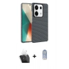 MARSİLYAN™- Redmi Note 13 Pro 4G Kılıf Doruk Serisi - Siyah Joko Magic 5D Cam + Kamera Lens Koruma Cam - SF