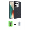 MARSİLYAN™- Redmi Note 13 Pro 4G Kılıf Doruk Serisi - Siyah Joko Magic 5D Cam + Siyah Raze Metal Kamera Lens