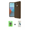 MARSİLYAN™- Redmi Note 13 Pro 4G Kılıf Eksen Form Prime - Şeffaf Pasifik Cam Ekran Koruyucu + Gümüş Raze Metal Kamera Lens