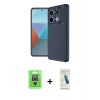 MARSİLYAN™- Redmi Note 13 Pro 4G Kılıf Eksen Form Prime - Şeffaf Pasifik Cam Ekran Koruyucu + Gümüş Raze Metal Kamera Lens